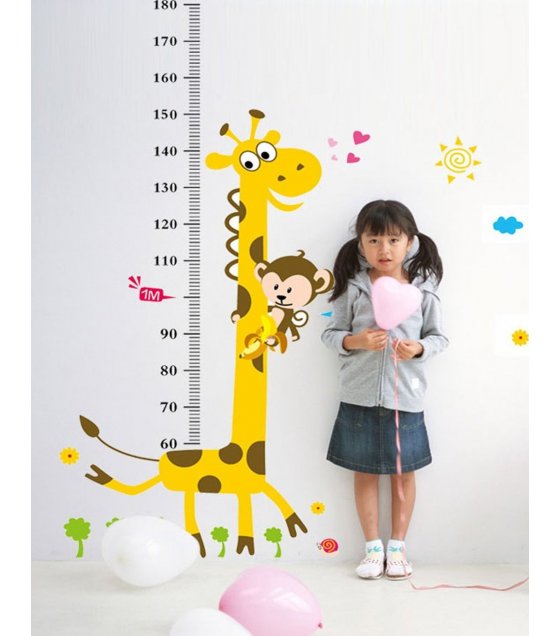 WST078 - Cute giraffe monkey height sticker
